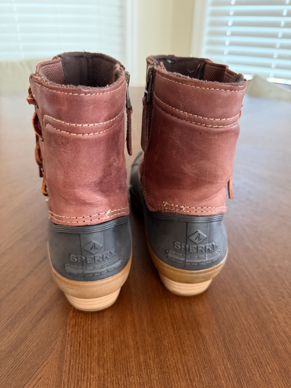 Sperry Brown Leather Upper and Black Rubber Duck Boots - Picture 2 of 7